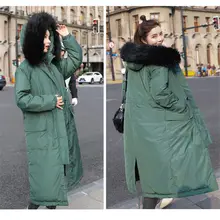 2019 Winter New Korean Style Long Parka Jacket Fashion Down Cotton Outerwear Slim Women Hooded Fur Collar Thicken Overcoat f1351 2019 Winter New Korean Style Long Parka Jacket Fashion Down Cotton Outerwear Slim Women Hooded Fur Collar Thicken Overcoat f1351