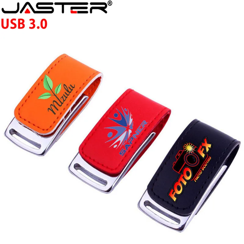 

JASTER USB 3.0 customer 5pcs free LOGO wholesale metal leather pendrive 4GB 8GB 16GB 32GB 64GB memory stick U disk