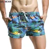 SEOBEAN Summer Style Seaside Men Beach Shorts Men Quick Dry Polyester Fabrics Beachwear Men's Board Shorts Trunks Print Shorts 2