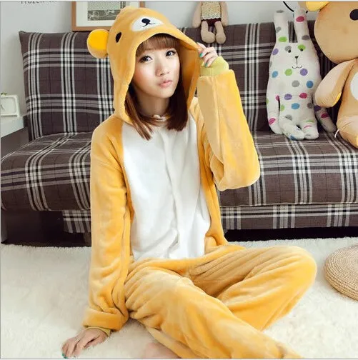 Каваи аниме взрослый Рождество Хэллоуин животное панда Rilakkuma костюм Rilakkuma кигуруми Onesie пижамы