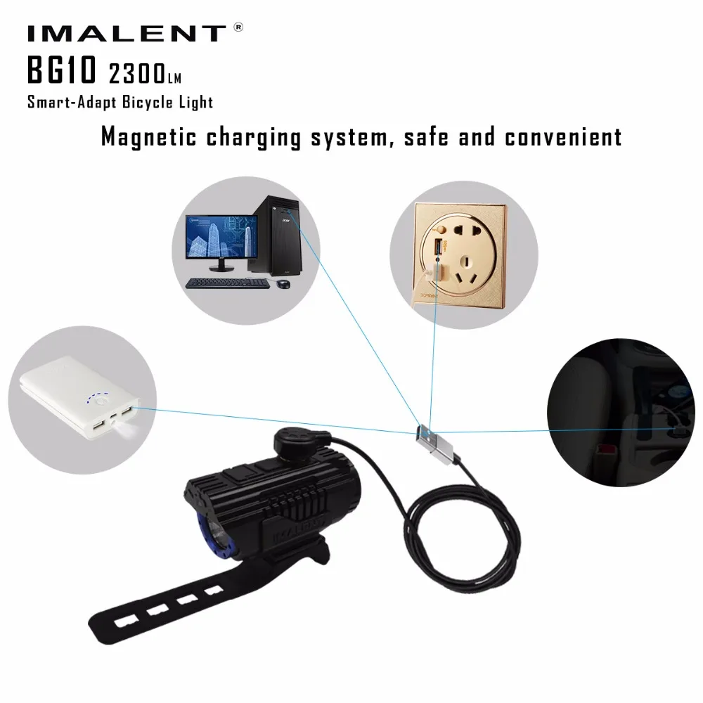 IMALENT BG10 светодио дный фонарик зарядка через usb свет велосипеда CREE XHP50 2300LM светодио дный S O светодио дный Экран Водонепроницаемый велосипедов