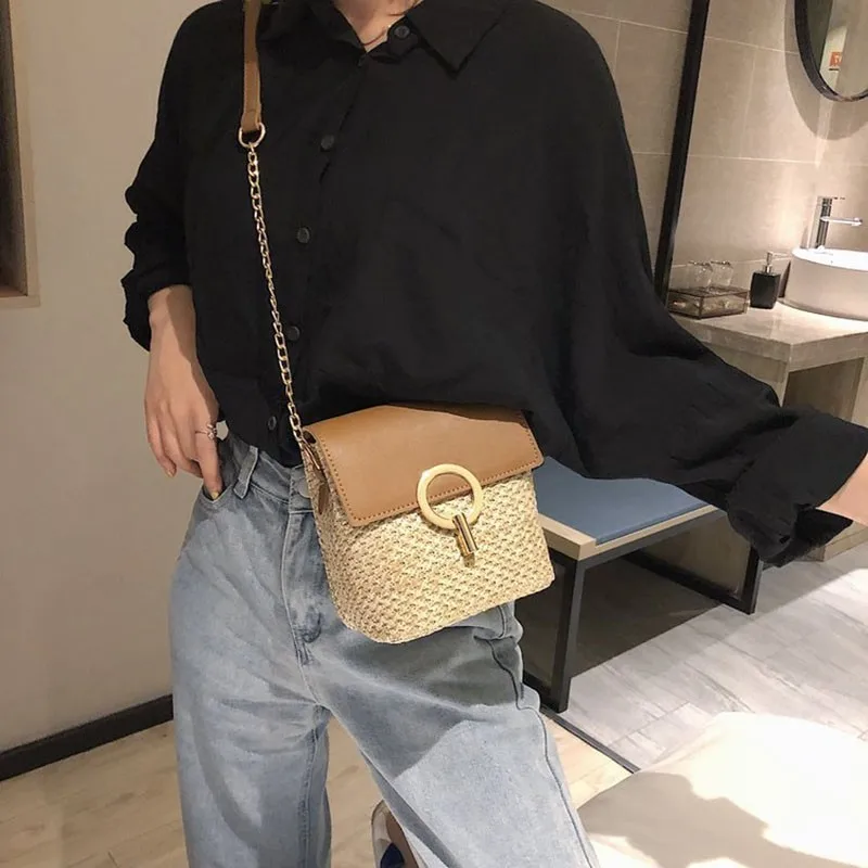 

Straw Bucket Bags For Women 2019 Summer New Crossbody Bag Ladies Small Purses And Handbags Female Travel Messenger Bags OC571