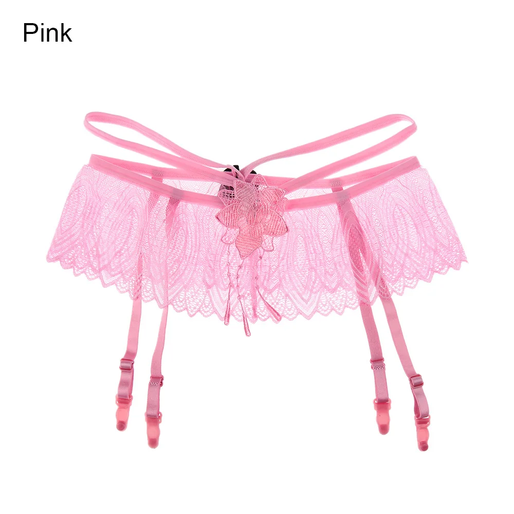 Сексуальные подвязки для ночного клуба, женские кружевные топы, чулки в цветочек, шнуровка на чашечках, подтяжки с бантом, Эротическое нижнее белье для косплея - Цвет: pink