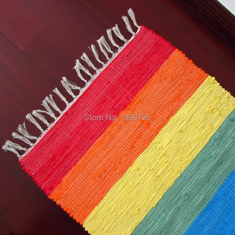 

3 piece wholesale blanket Cotton Handmade Weave Rainbow rug Color Carpet Kitchen Little Doormat Floor Mats Warm Home Decoration