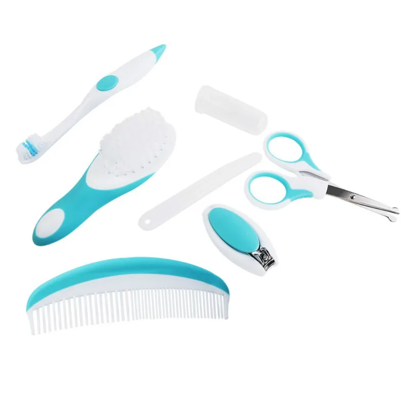 7 PCS/الطفل التهيأ العناية مجموعة تشذيب الأظافر الطفل الرعاية الصحية خاص مسمار كليبرز مشط الصنفرة فرشاة أداة الوليد سلامة الرعاية