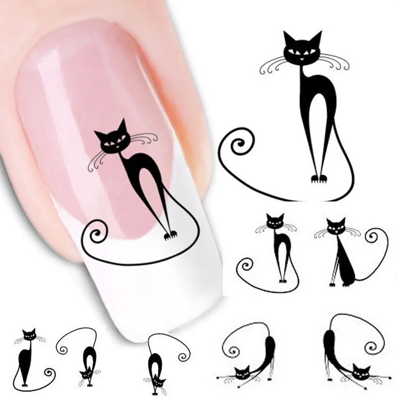 

Cat Water Transfer Slide Decal Nail Sticker Nail Art Tips To Decor XF1442 Aug 24
