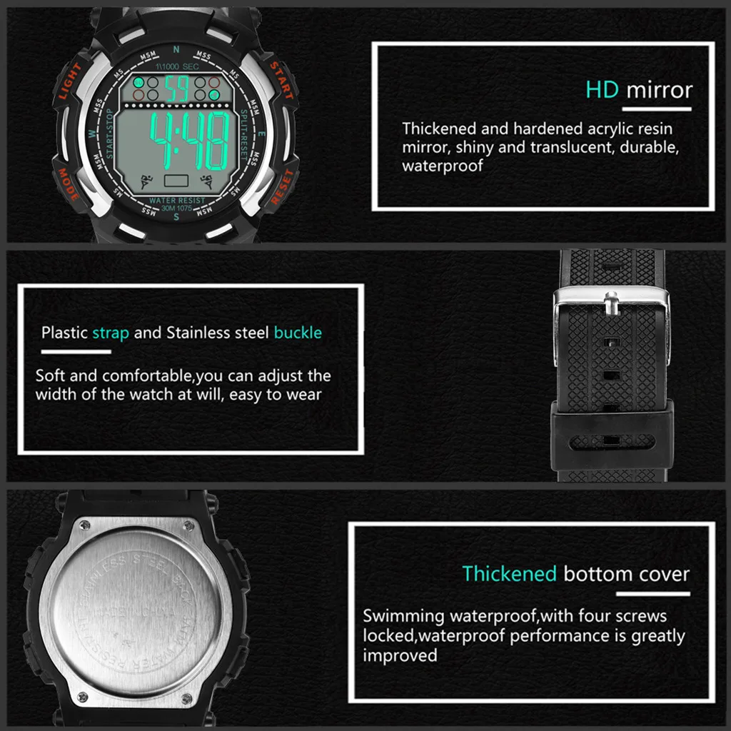 Мужские часы от ведущего бренда, Роскошные Мужские Аналоговые цифровые военные спортивные часы, светодиодный водонепроницаемый наручные часы, мужские наручные часы es erkek kol saati#10