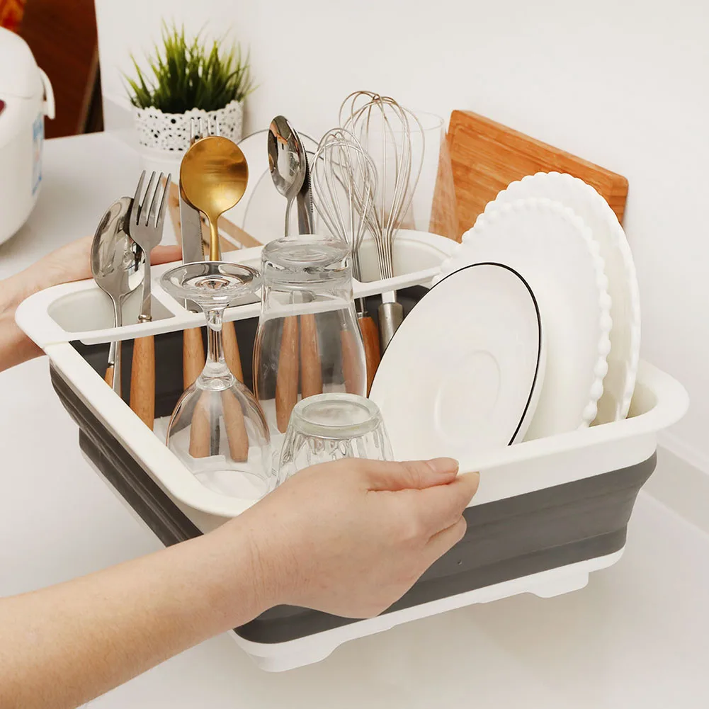 Foldable Dish Rack Kitchen Storage Holder Drainer Bowl Tableware Plate Portable Drying Rack Home Shelf Dinnerware Organizer