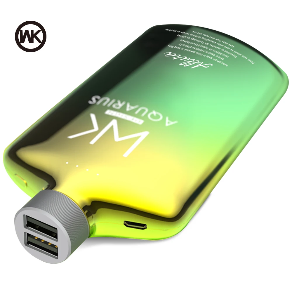 Портативное зарядное устройство WK 10000 мАч с двумя USB-портами 5 В 2 А быстрая зарядка
