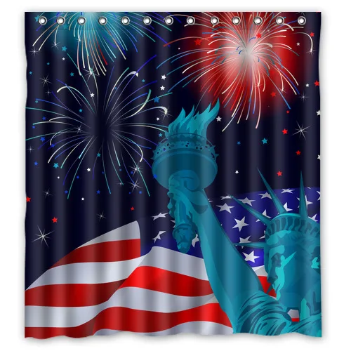 Fashion Custom Freedom Celebration National Flag and Liberty Status Waterproof Polyester Fabric Shower Curtain 66 x 72 | Дом и сад