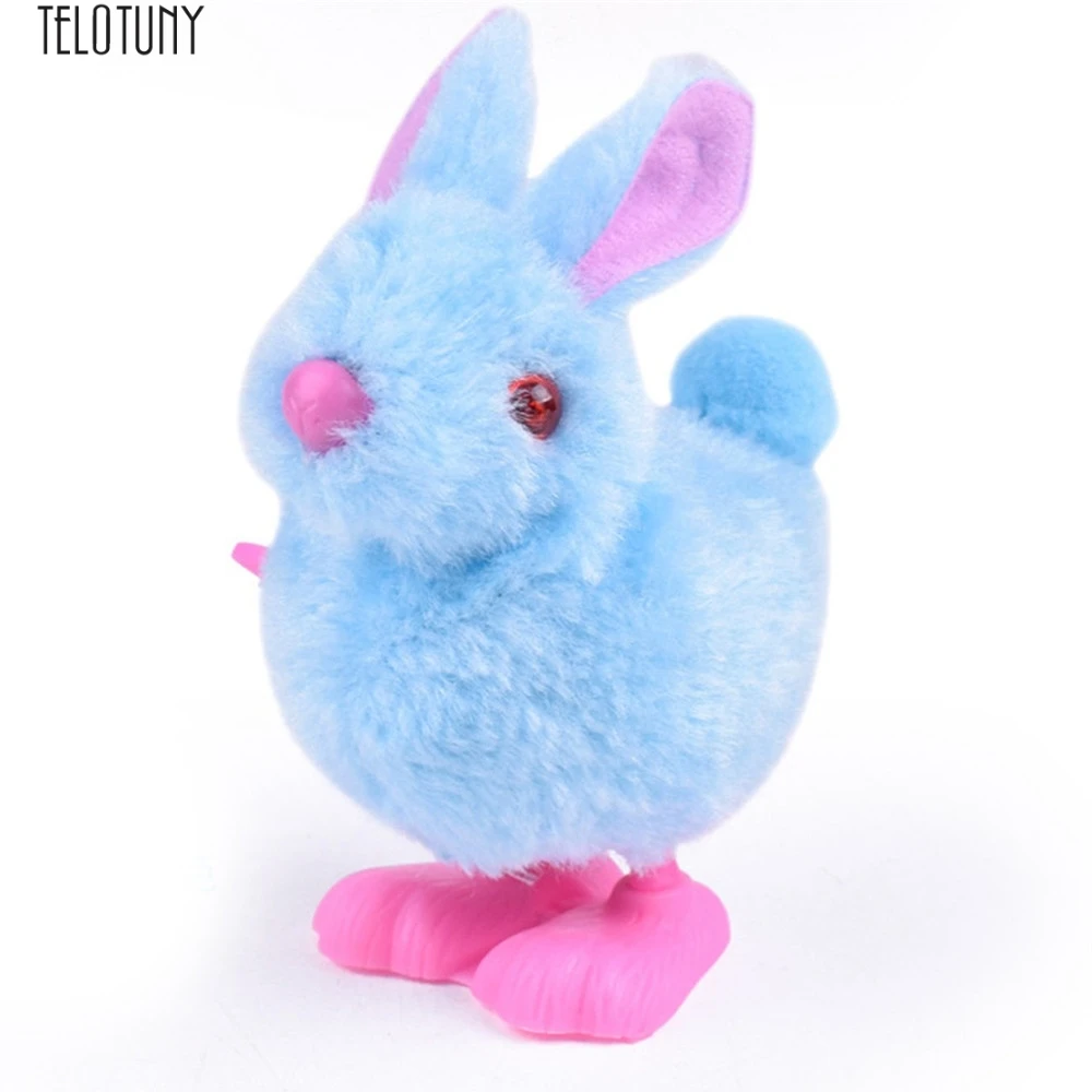 

TELOTUNY baby Clockwork animal toy kids cute Pluh Bunny Toys Infant Child Stuffed Toys Hopping Wind Up Collect Easter Gift X0510