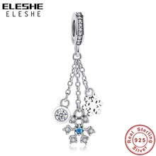 ELESHE бусины из стерлингового серебра 925 Шарм сверкающая Хрустальная подвеска Снежинка бусины подходят оригинальные Амулеты Браслет с подвесками DIY ювелирные изделия