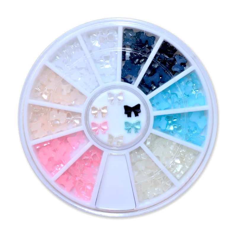 

Hot 1 wheel 6 colors beauty nail art glitter decoration tools 3d bow tie pearl wheel nail supplies tools rhinestones for nails