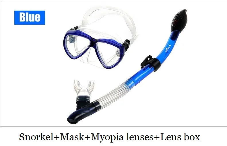 Набор масок для дайвинга и паруса, силиконовая маска для подводного плавания, очки для дайвинга, линзы для близорукости, набор для дополнительной трубки - Цвет: total