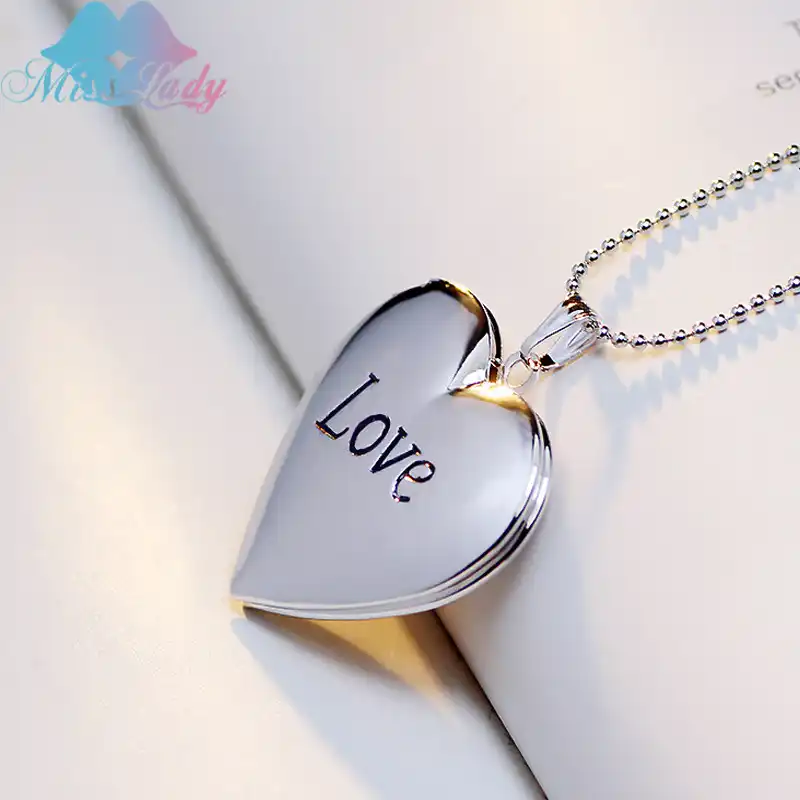 silver locket pendant necklace