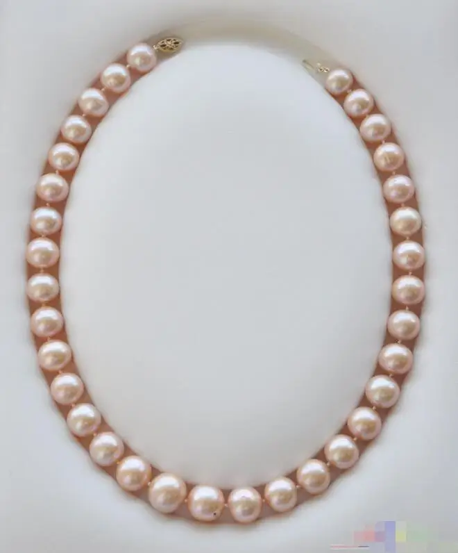 

FREE SHIPPING HOT sell new Style >>>>Lustre AA++17" 12mm ROUND PINK PEARL NECKLACE 14KT
