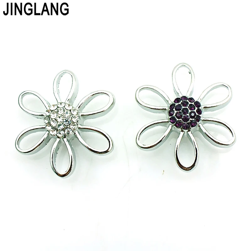 

DIY Best Selling High Quality Fashion Interchangeable Flower Shape Snap Button With Crystal for Bracelet/Necklace Accessories