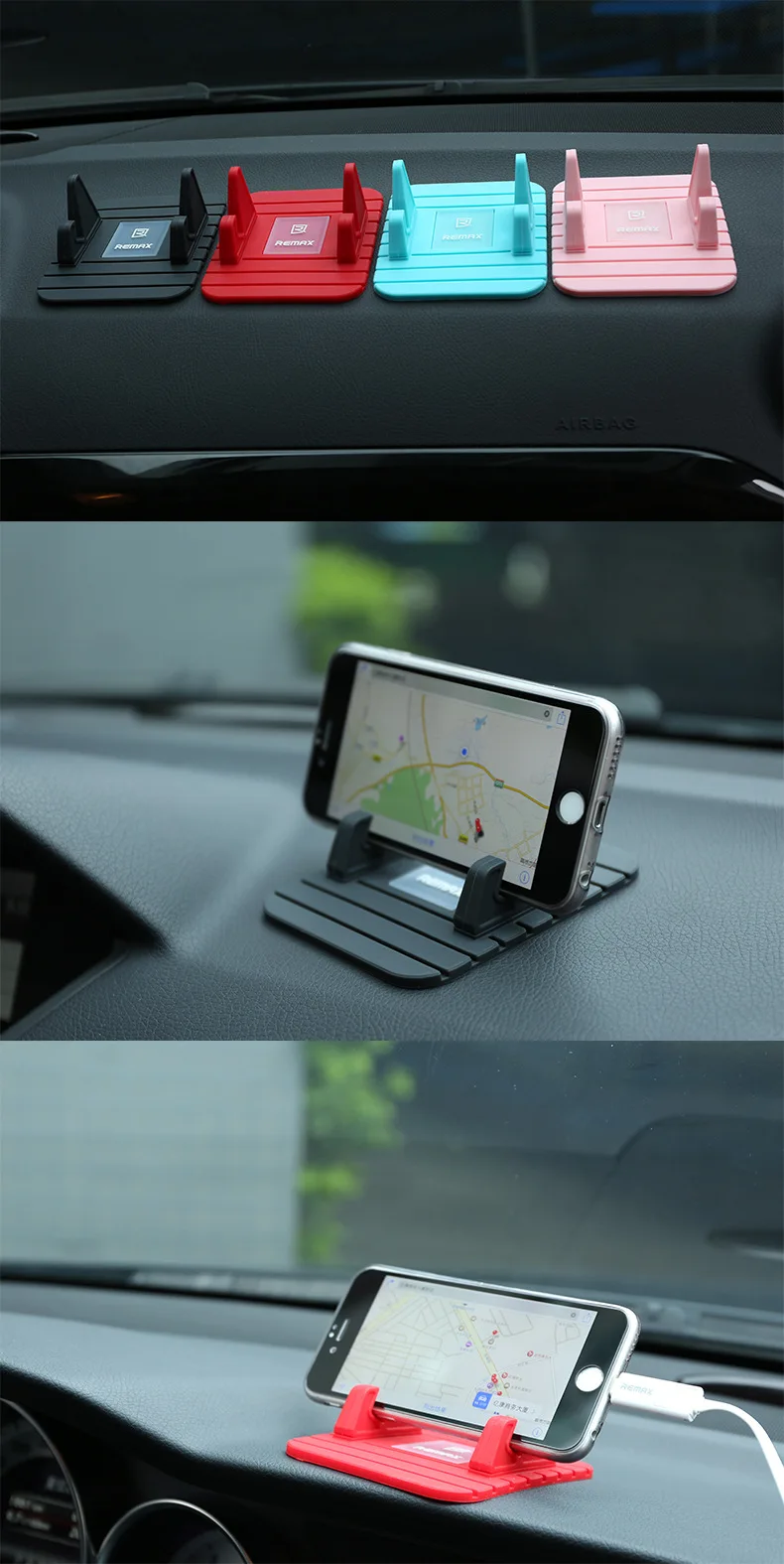 REMAX универсальный силиконовый Противоскользящий коврик автомобильный держатель для мобильного телефона Регулируемый держатель для iPhone6 7 gps Xiaomi