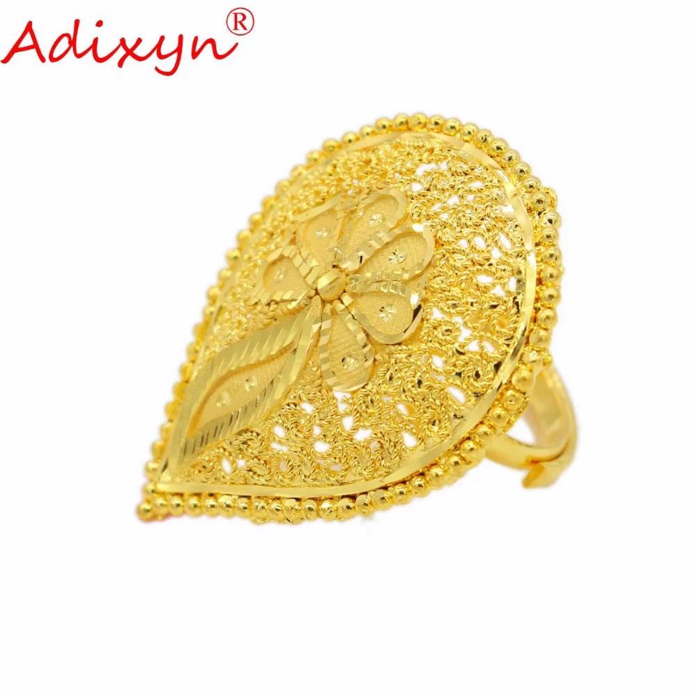 

Adixyn Gold Color Wedding Jewelry India/African/Ethiopian/Arab Gifts Leaf Wedding Bands Ring for Women/Teenage Girls N03055