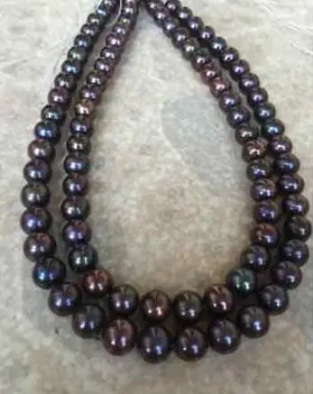 

Jewelry ELEGNAT 9-10mm tahitian round black red pearl necklace 33inch