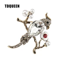 TDQUEEN Vintage Pins And Brooches For Women Big Crystal Enamel Flower Parrot Bird Coat Suit Lapel Pin Jewelry New Brooch Gift blucome shining big green flowers brooches for women vintage crystal brooch corsage women sweater hats scarf suit jewelry pins