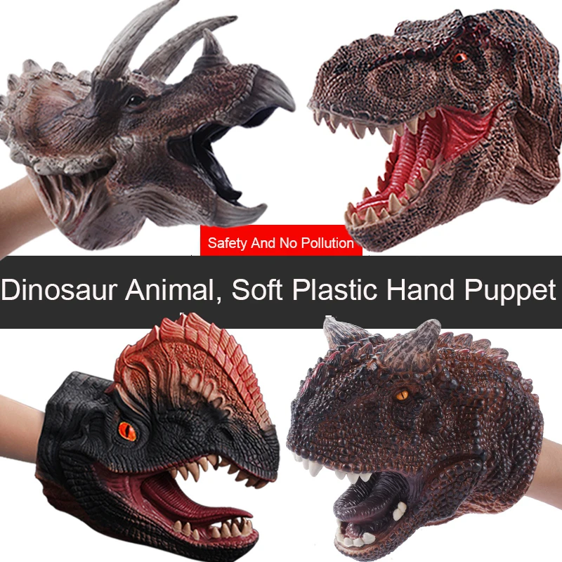 

Hot Soft Doll Dinosaure Hand Puppets Figure Head Animal Shark Tyrannosaurus Arm Dino Jurassic Toys For Gift Children Model World