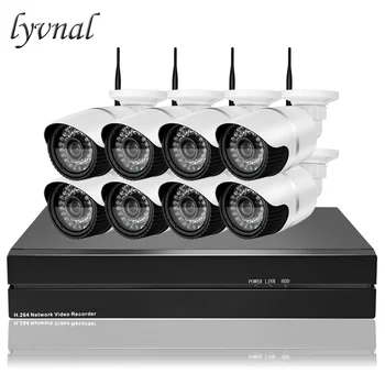 

LYVNAL 8ch wireless system 720p wifi camera bullet ip cam 8ch 5mp 2mp nvr kit p2p onvif wifi system kit Security camera 8ch kit