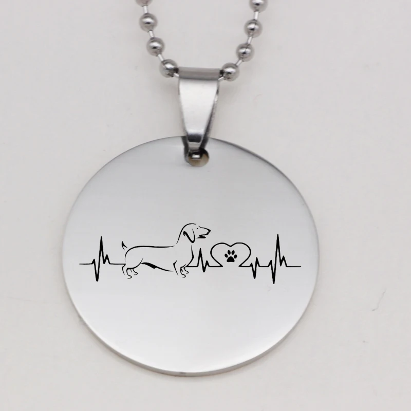 

PAW PRINT Stainless Steel Teckel Dog Paw Pendant Necklace Animal Dog Heartbeat Necklace Drop Shipping YLQ6213