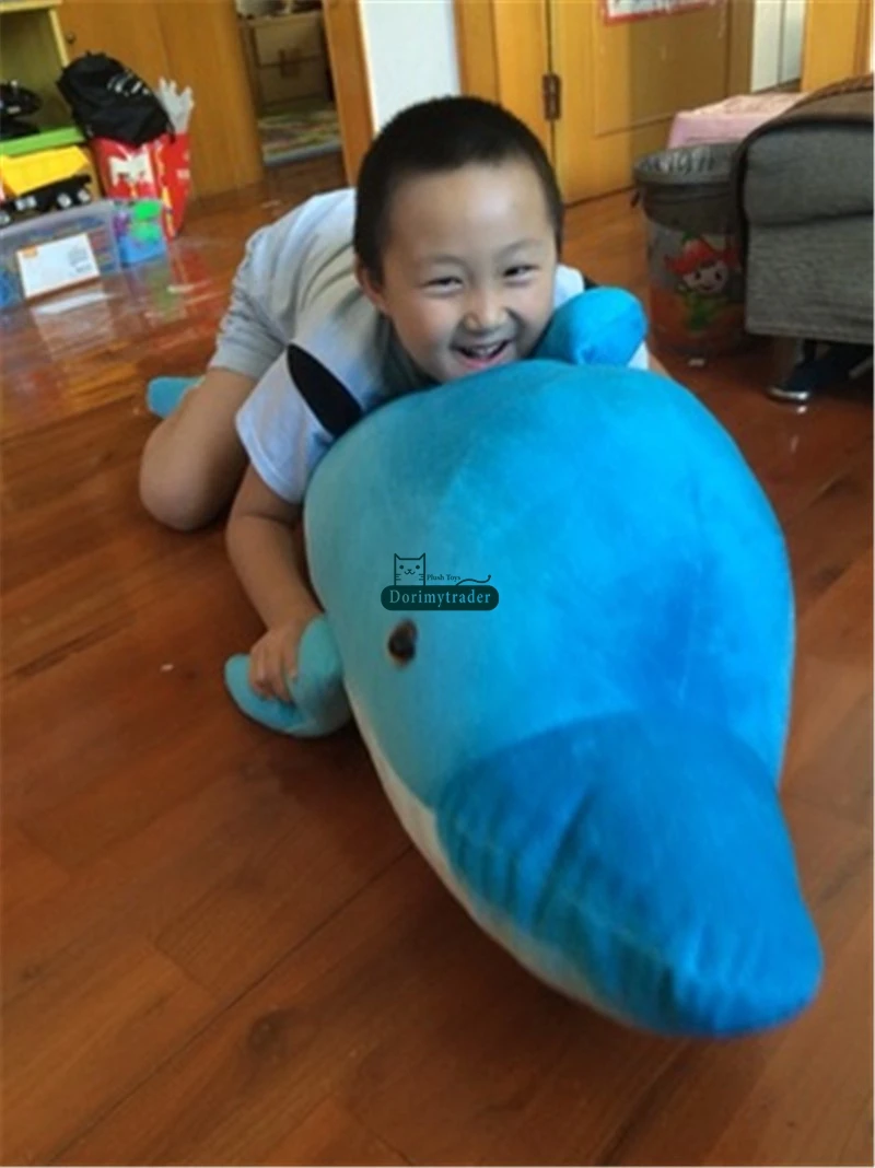 Dorimytrader Large 115cm Animal Dolphin Plush Pillow 45inches Soft Stuffed Simulated Dolphins Doll Cartoon Toy Kids Gift DY61657(26)