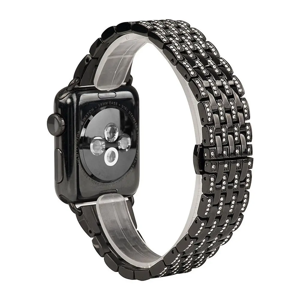 

FOLOME Alloy Crystal Rhinestone Diamond Watch Band Luxury Stainless Steel Bracelet Strap for All Apple Watch Series 3/Series 2/1