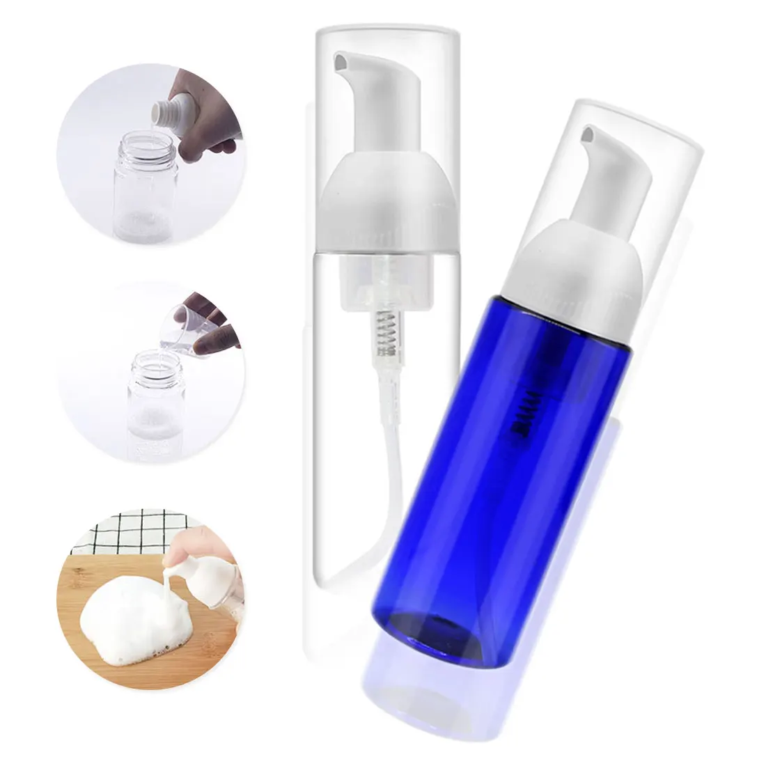 

Mini Pump 50ml Makeup Dispenser Suds Soap Foam Foaming Pump Plastic Portable Convenient Bottle Refillable Bottles