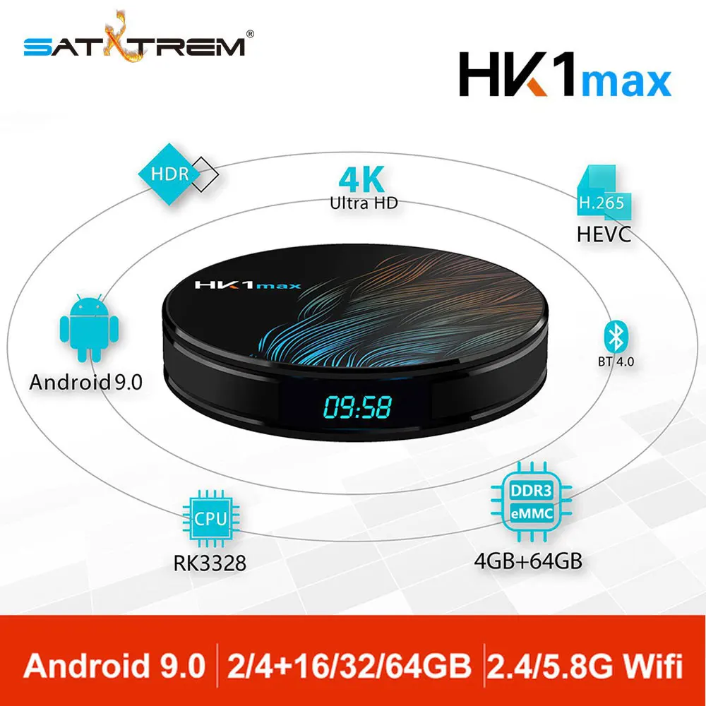 

HK1 Max Android TV Box Android 9.0 RK3318 Support HDMI Full HD H.265 Dual Wifi Smart Media Player 4K 3D Set Top TV Box