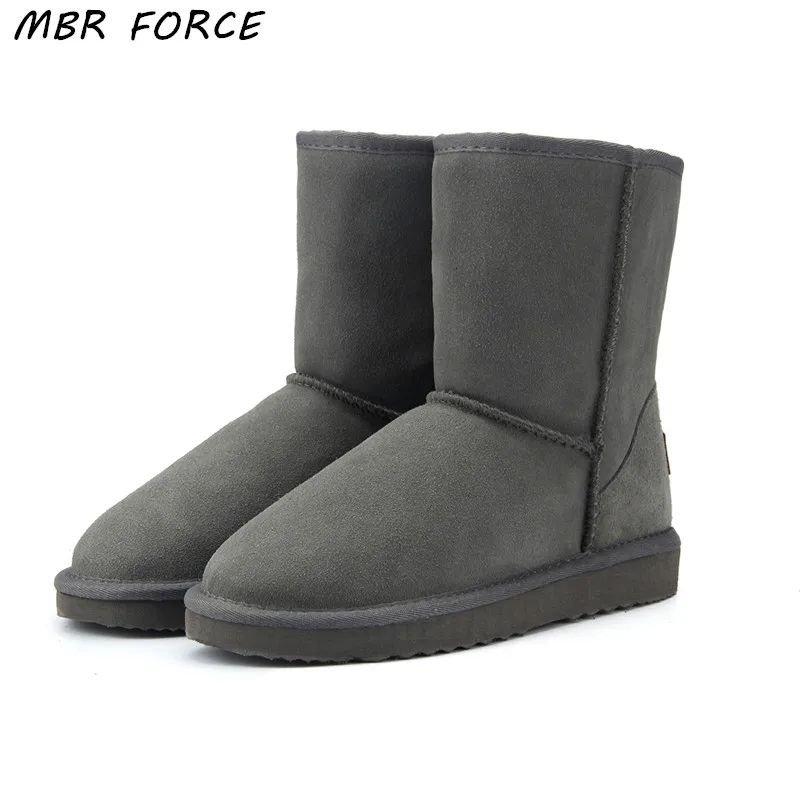 Meilleur MBR FORCE Haute Qualité Véritable peau de Vache En Cuir Australie Classique 100% Laine neige bottes Femmes Bottes chaussures Chaudes d hiver pour les femmes