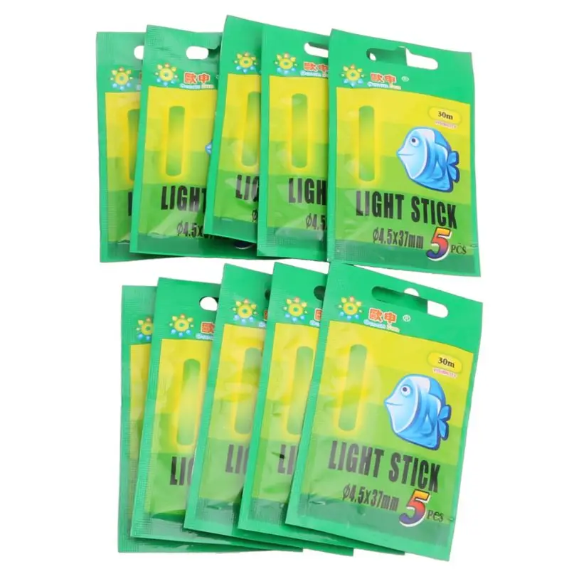 

5 Set Fishing Fluorescent Lightstick Light Night Float Clip On Dark Glow Stick