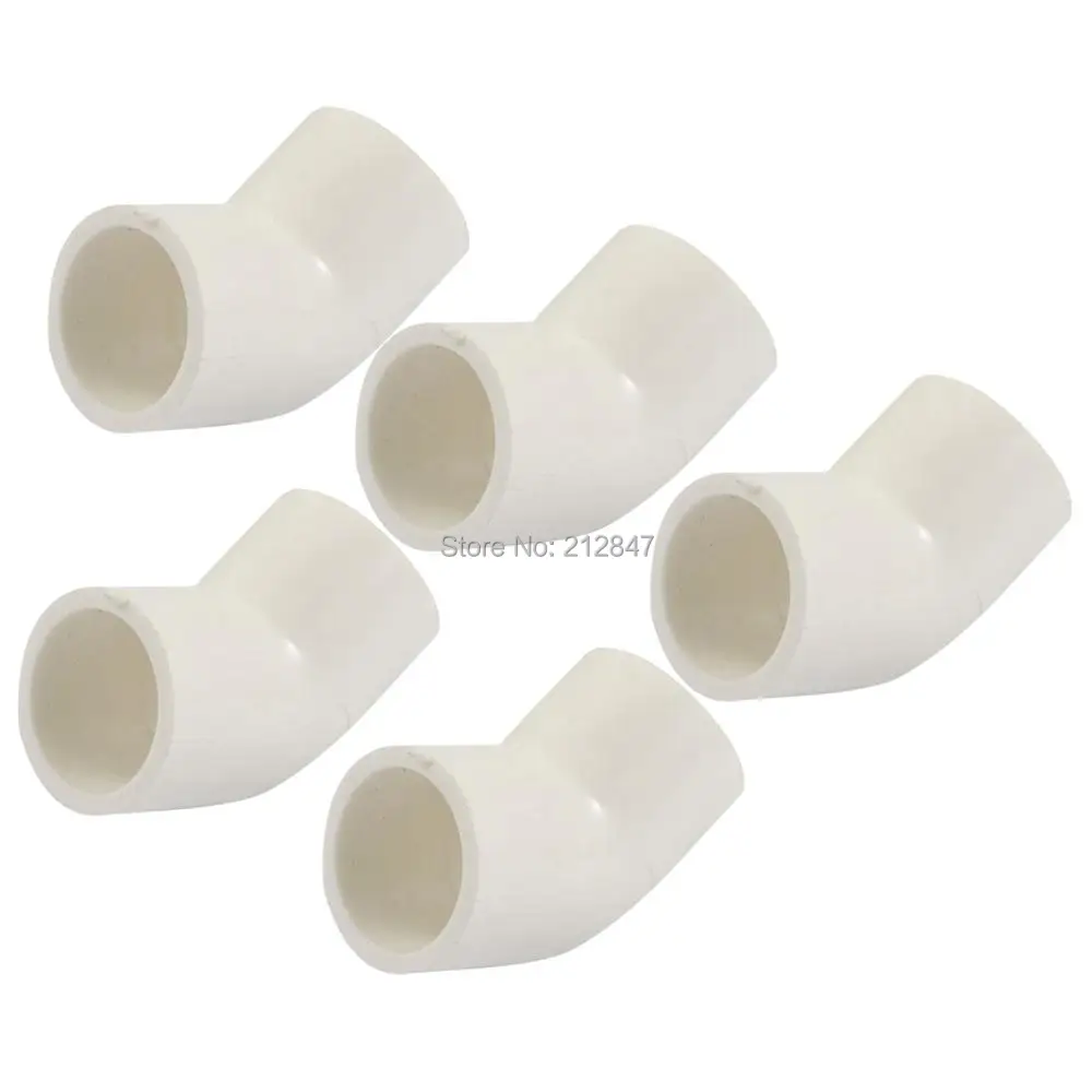 

View large image 5 Pieces 20mm Dia 45 Angle Degree Elbow PVC Pipe Fittings Adapter Connector White Pipe Fittings