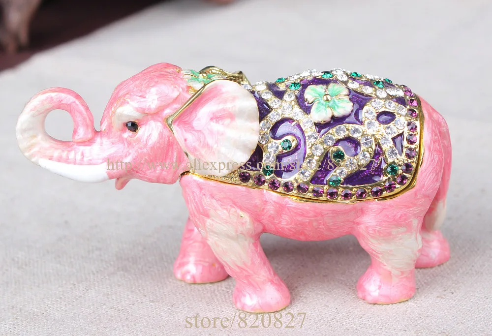 Cute Elephant Trinket Box Baby Jewelry Box Metal Toys Hand Painted Trinket Jewelry Box, Elephant Design Decor Gift