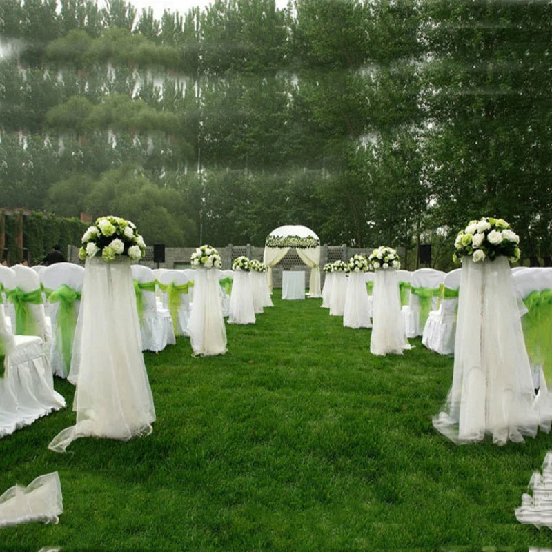 

New 5m/lot 48cm Organza fabric Silk Flower Wedding Decoration Chair Sash Arch Garland Yarn Crystal Tulle Wedding Party Supplies