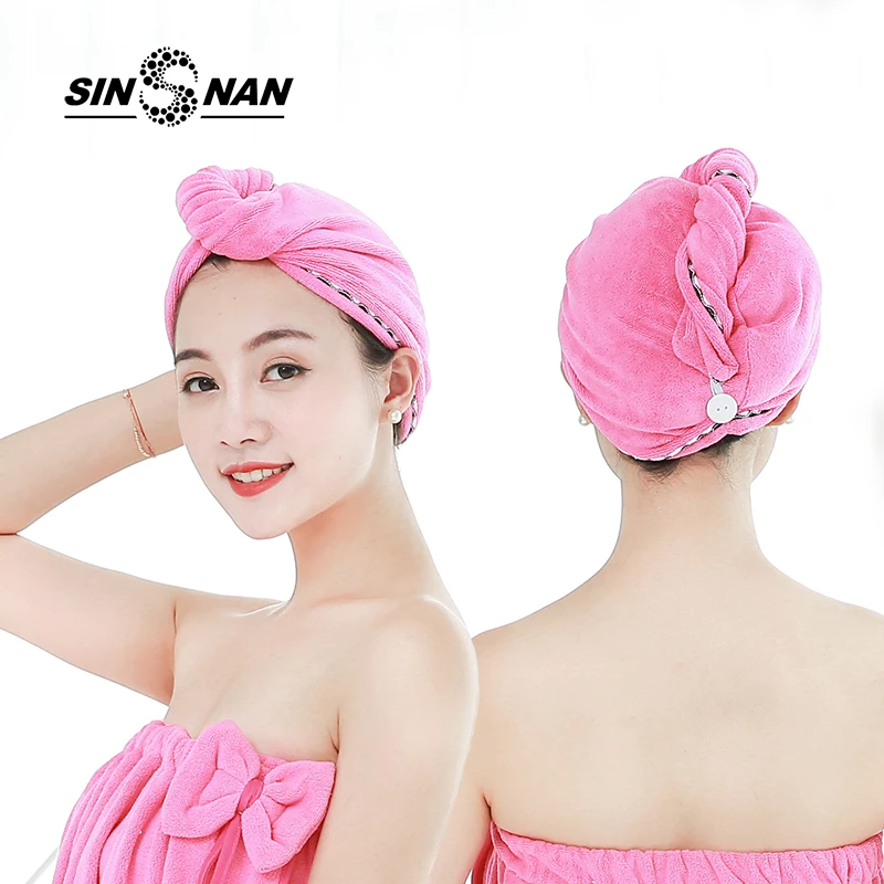 SINSNAN, женское супер абсорбирующее полотенце из микрофибры для сухих волос, женские мягкие утолщенные шапочки для душа, банные шапочки для головы, многофункциональная шапка для макияжа