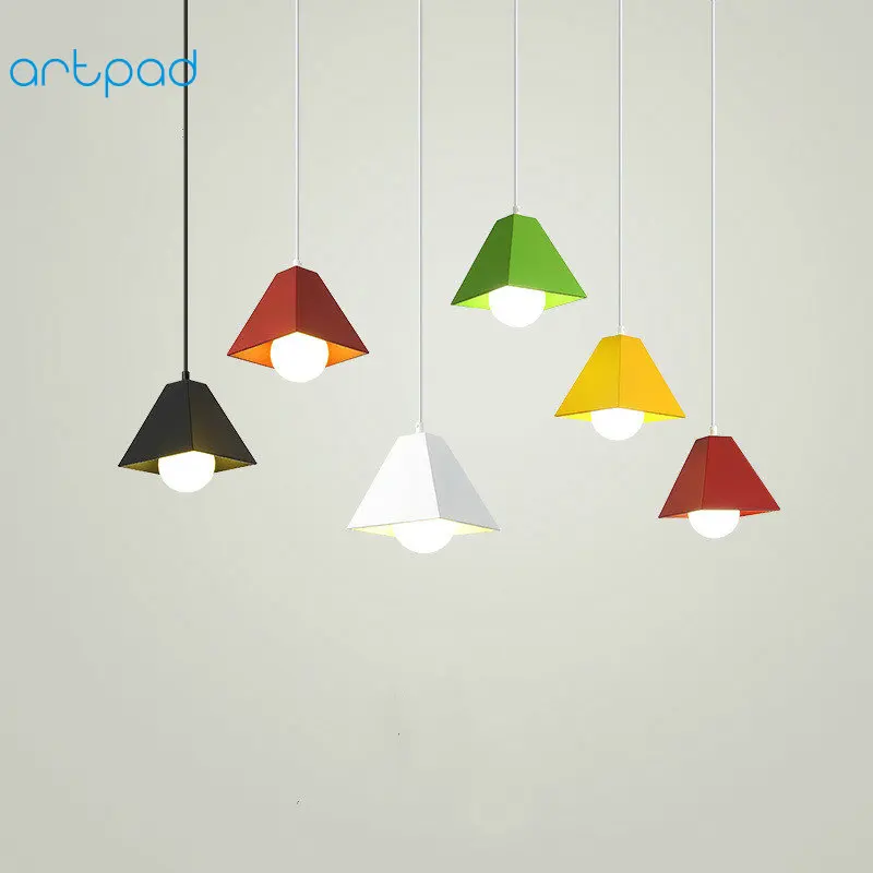 

Artpad Nordic Multi Color Ceiling Pendant Lamp Two Three Heads E27 Metal Lamp Shade LED Dining Room Modern Pendant Light Fixture
