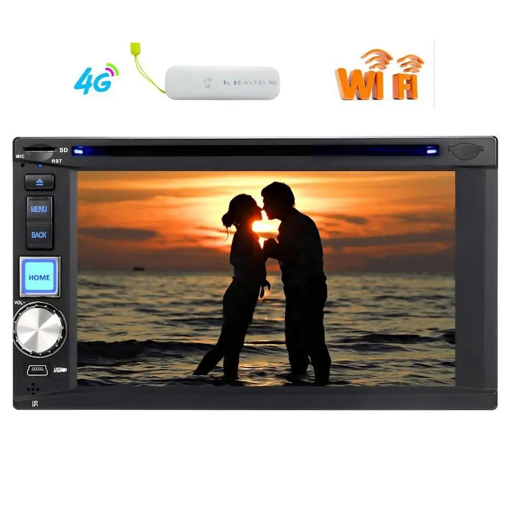 

Quad Core Android 6.0 Auto Car Radio Stereo Double Din Headunit 6.2'' GPS Navigation Bluetooth SWC WIFI 4G Dual CAM-IN+4G dongle