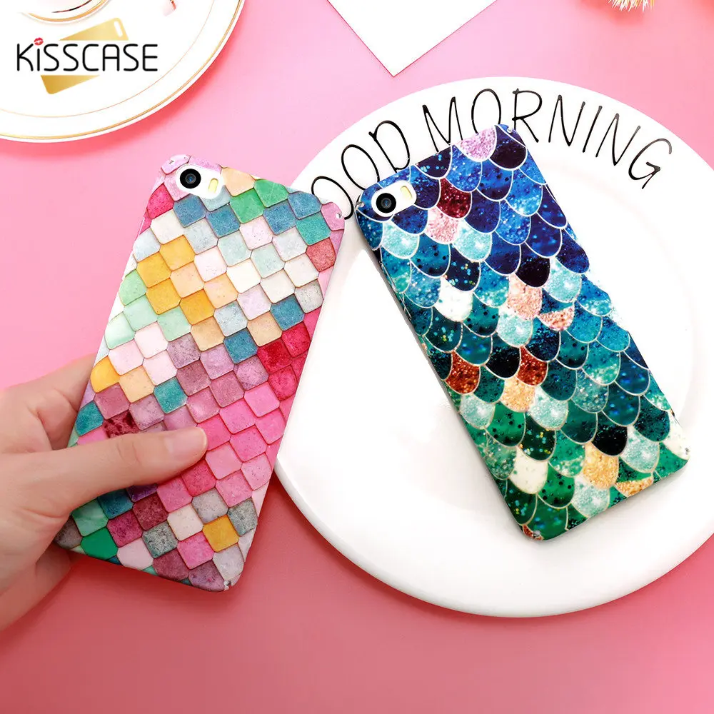 

KISSCASE Case For Xiaomi Mi6 Mi5 Luminous Mermaid 3D Fish Scales Case For Huawei P9 P10 Plus Cute Girly Phone Back Cover Fundas