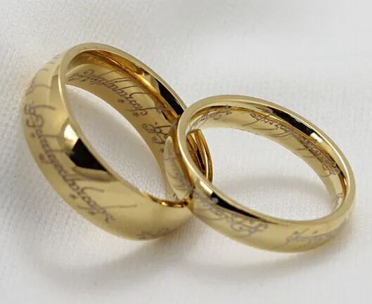 The Hobbit Gold Plated Stainless Steel LOTR The one Ring Man's Ring M31 ...