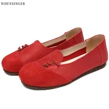 Whensinger-Женская обувь на плоской подошве; лоферы из натуральной замши; повседневная обувь для вождения на плоской подошве; Элегантная Модная Винтажная обувь