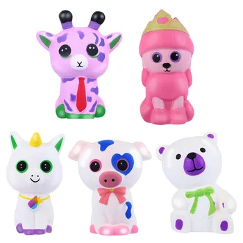 

5pcs Adorable Animals Slow Rising Cream Squeeze Scented Stress Relief Toy squishi Gift for baby kid F1