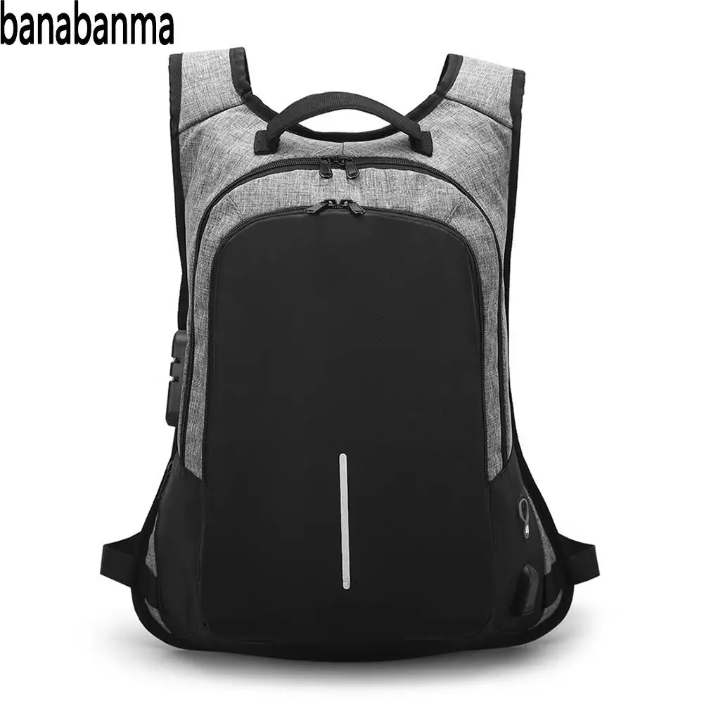 

Banabanma Simple Backpack Casual Unisex Large Capacity Backpack Out-of-door USB Charging Anti-theft Knapsack for Men&Women 30