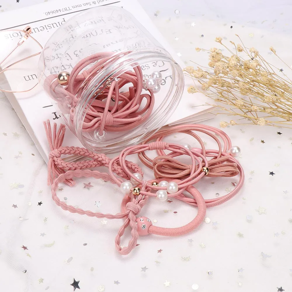 

12PCS/Set Small Fresh Hair Ropes Set Korea Simple Hair Band Ribbon Bowknot Ornaments Horsetail Hair Ring Accessories Hair Ties