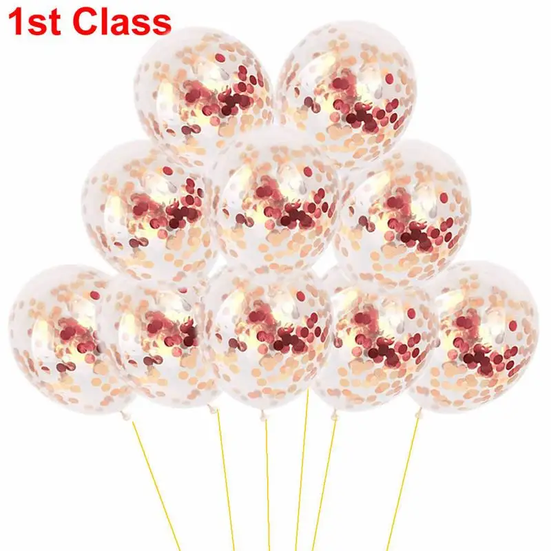 New 10pcs 12" Confetti Latex Balloons Rose Gold Round Sequins Transparent Balloon for Birthday Wedding Party Supplies Kids Toys