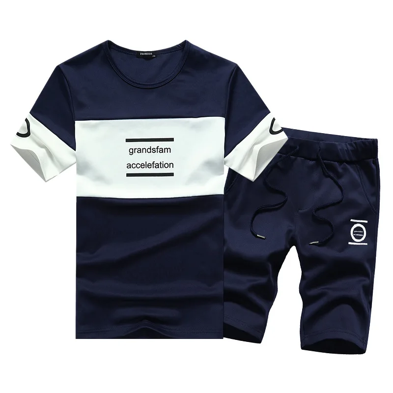 

Summer 2019 Short Sleeve Suit Men's Large Half Sleeve Shirt Clothing T-shirt Two-piece Suit