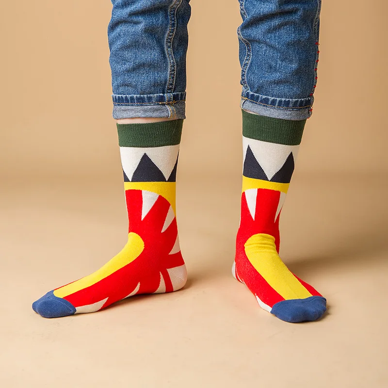 [WPLOIKJD]New Fashion Cotton Creative Men's Socks Harajuku Colorful Funny Streetwear Hip Hop Happy Socks Skarpetki For Male Gift