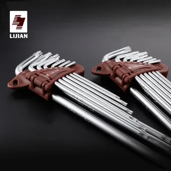 

LIJIAN 9pcs Torx Hex Key Wrench Set T10-T50 Cr-V Long Size With Chrome Plated Surface Finish